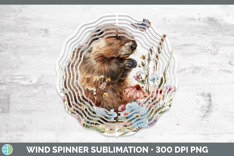 Watercolor Beaver Wind Spinner Sublimation Spinner Designs