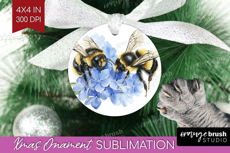Bee Ornament PNG - Watercolor Bee PNG Sublimation