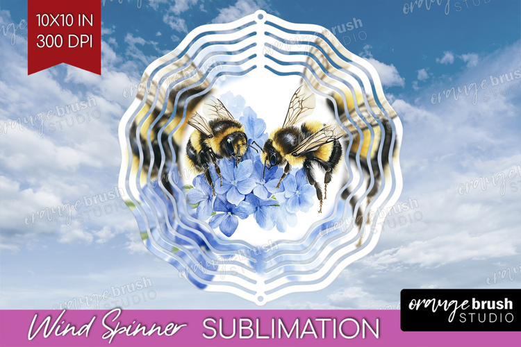 Bee Wind Spinner Sublimation PNG - Watercolor Bee Round