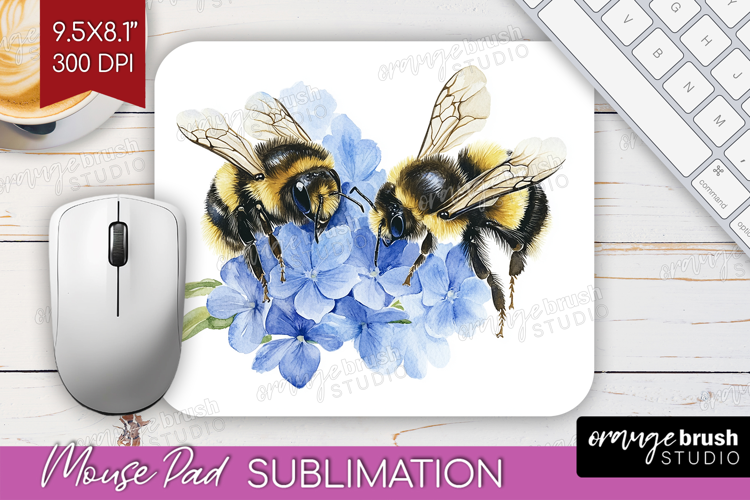 Bee Mouse Pad Sublimation - Watercolor Bee Mousepad PNG