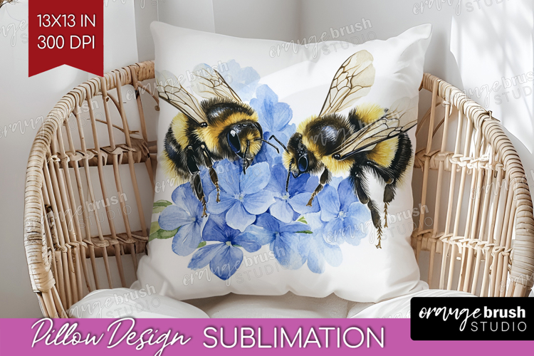 Bee Pillow Sublimation - Watercolor Bee Pillow Cover PNG