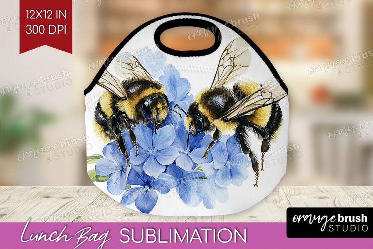 Bee Lunch Bag - Watercolor Bee Lunch Bug PNG Sublimation