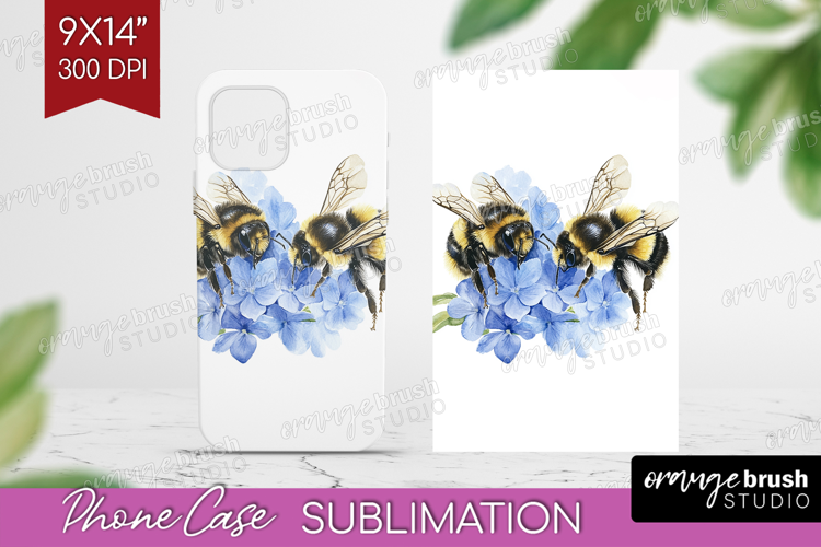 Bee Phone Case PNG - Watercolor Bee Case PNG Sublimation