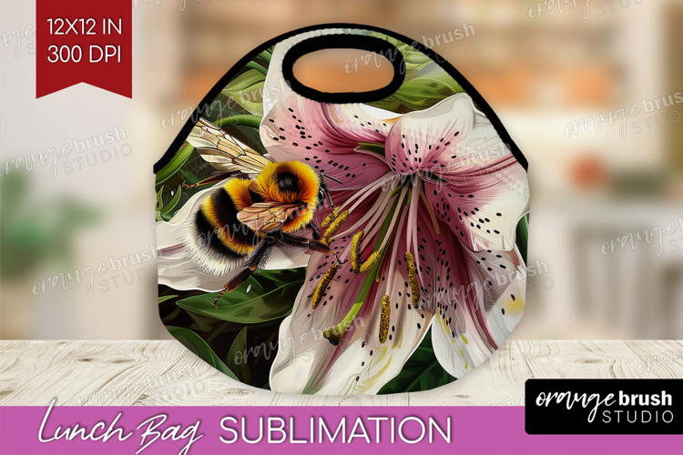 Bee Lunch Bag - Watercolor Bee Lunch Bug PNG Sublimation