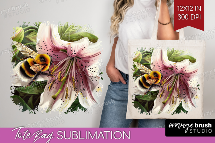 Bee Tote Bag - Watercolor Bee Tote Bag PNG Sublimation
