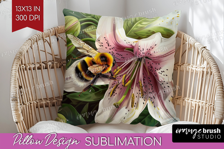 Bee Pillow Sublimation - Watercolor Bee Pillow Cover PNG