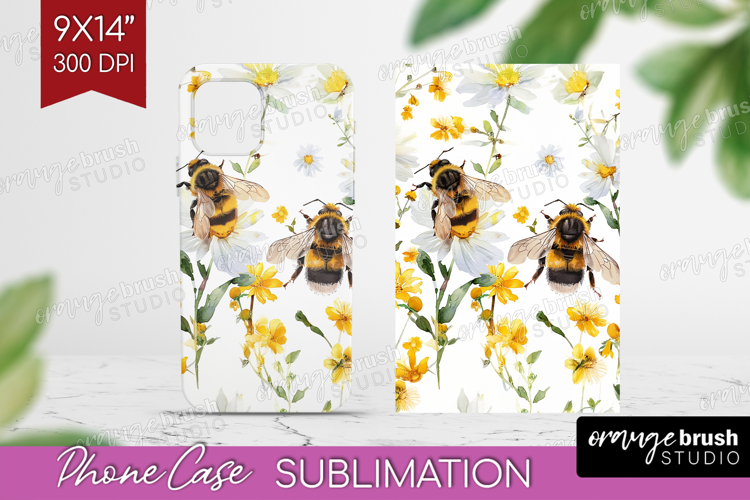 Bee Phone Case PNG - Watercolor Bee Case PNG Sublimation