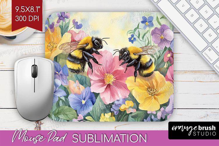 Bee Mouse Pad Sublimation - Watercolor Bee Mousepad PNG