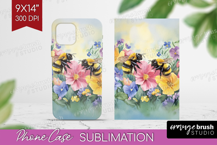 Bee Phone Case PNG - Watercolor Bee Case PNG Sublimation