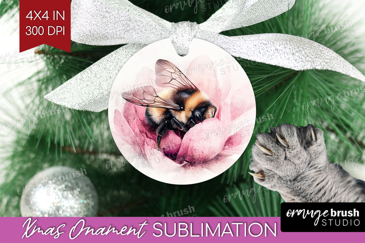 Bee Ornament PNG - Watercolor Bee PNG Sublimation