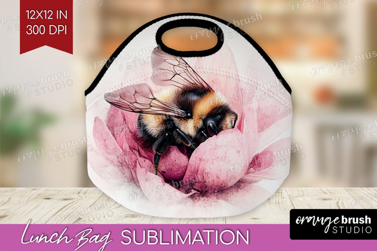 Bee Lunch Bag - Watercolor Bee Lunch Bug PNG Sublimation