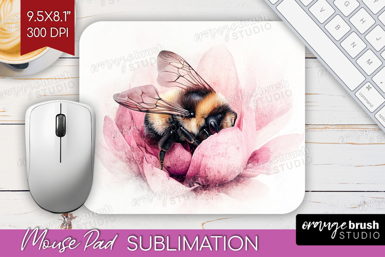 Bee Mouse Pad Sublimation - Watercolor Bee Mousepad PNG