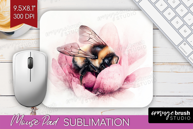 Bee Mouse Pad Sublimation - Watercolor Bee Mousepad PNG