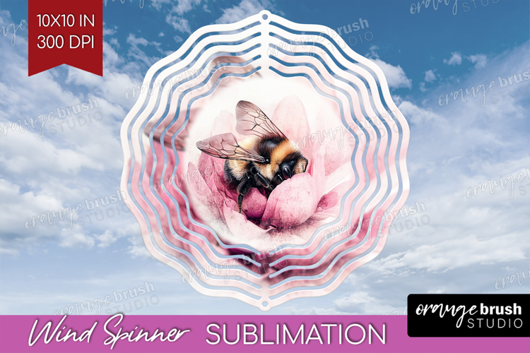 Bee Wind Spinner Sublimation PNG - Watercolor Bee Round