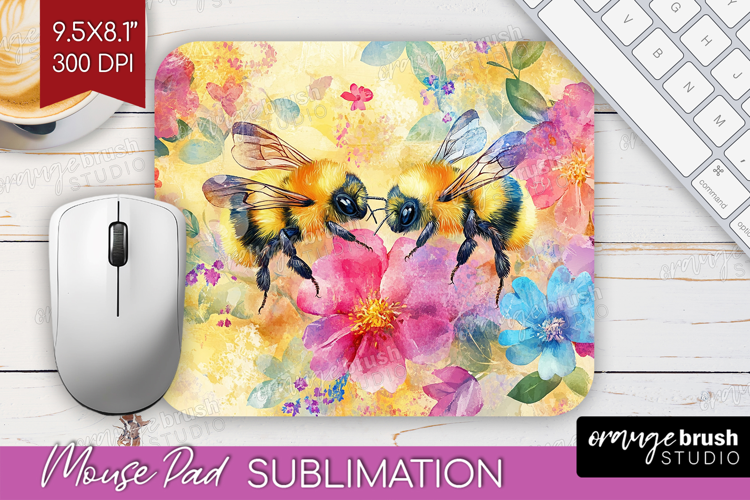 Bee Mouse Pad Sublimation - Watercolor Bee Mousepad PNG