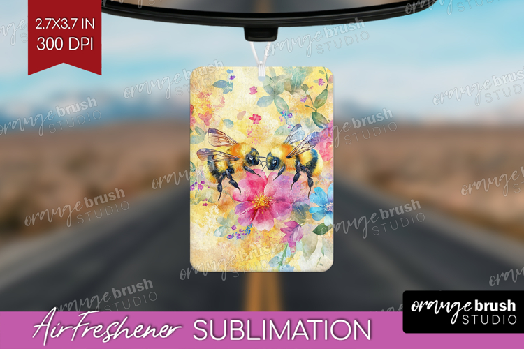 Bee Air Freshener PNG - Watercolor Bee PNG Sublimation