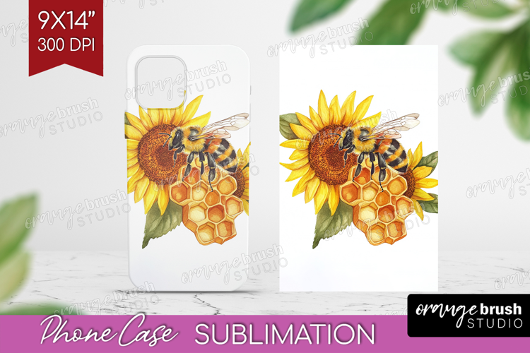 Bee Phone Case PNG - Watercolor Bee Case PNG Sublimation