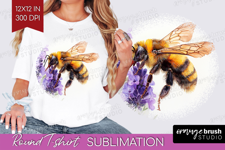 Bee Round Tshirt Background - Watercolor Bee PNG Sublimation