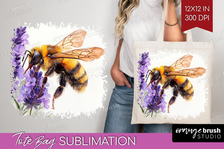 Bee Tote Bag - Watercolor Bee Tote Bag PNG Sublimation