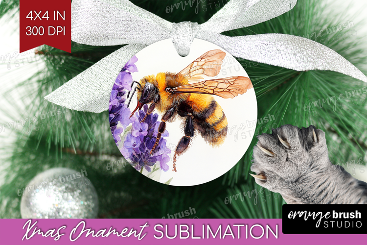 Bee Ornament PNG - Watercolor Bee PNG Sublimation
