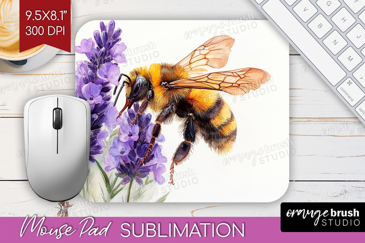 Bee Mouse Pad Sublimation - Watercolor Bee Mousepad PNG