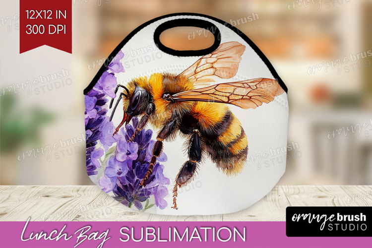 Bee Lunch Bag - Watercolor Bee Lunch Bug PNG Sublimation