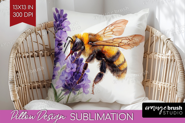 Bee Pillow Sublimation - Watercolor Bee Pillow Cover PNG