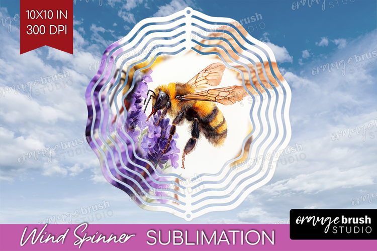 Bee Wind Spinner Sublimation PNG - Watercolor Bee Round