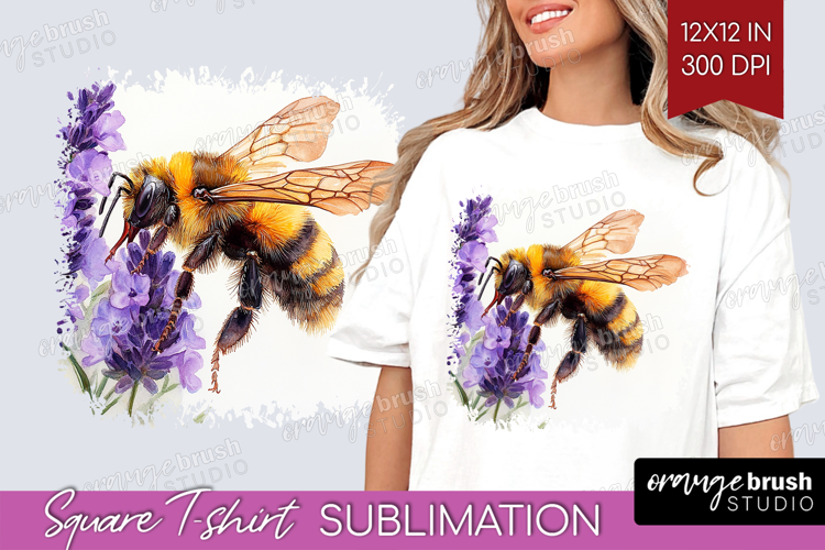 Bee Square Tshirt Background - Watercolor Bee PNG
