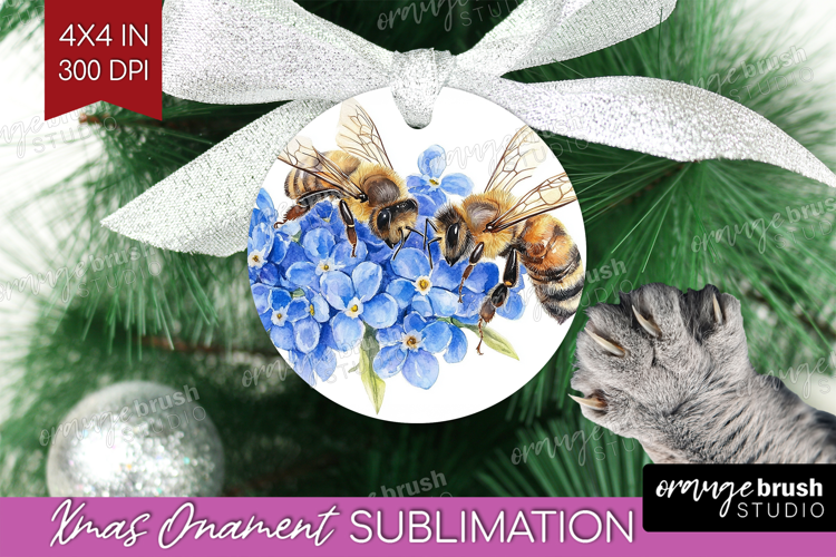 Bee Ornament PNG - Watercolor Bee PNG Sublimation