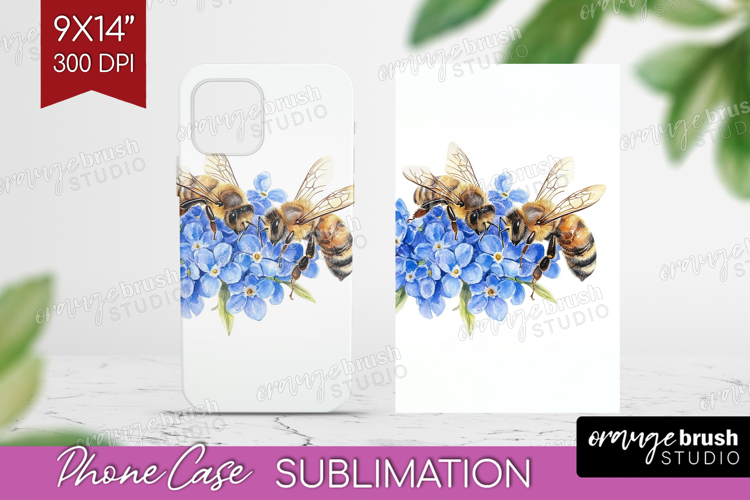 Bee Phone Case PNG - Watercolor Bee Case PNG Sublimation