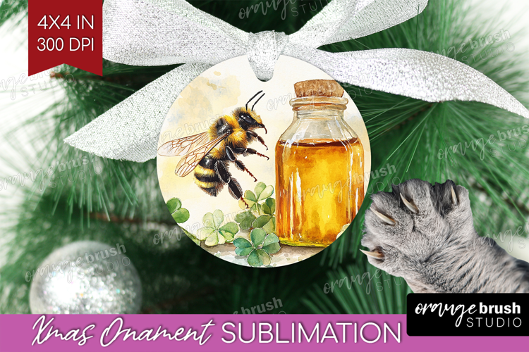Bee Ornament PNG - Watercolor Bee PNG Sublimation