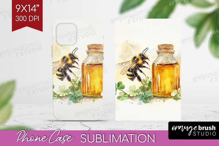 Bee Phone Case PNG - Watercolor Bee Case PNG Sublimation