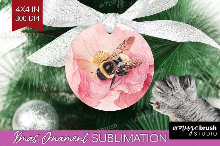 Bee Ornament PNG - Watercolor Bee PNG Sublimation