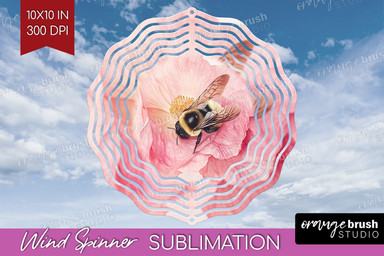 Bee Wind Spinner Sublimation PNG - Watercolor Bee Round