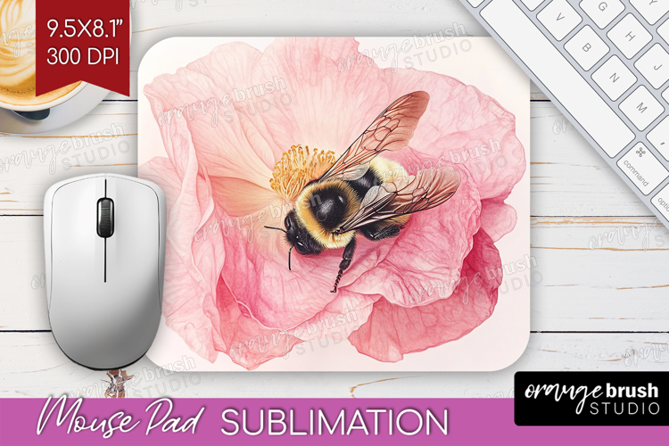 Bee Mouse Pad Sublimation - Watercolor Bee Mousepad PNG