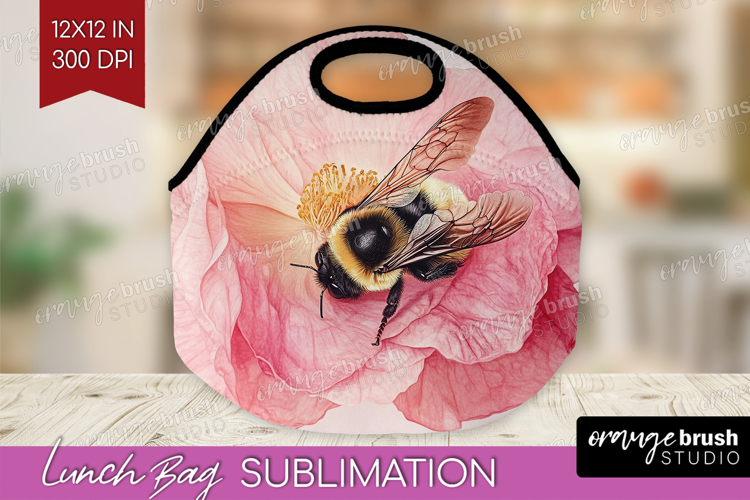 Bee Lunch Bag - Watercolor Bee Lunch Bug PNG Sublimation