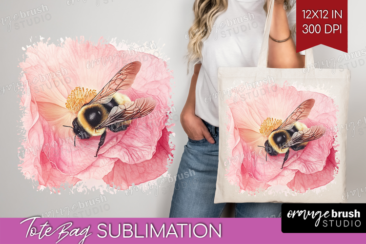 Bee Tote Bag - Watercolor Bee Tote Bag PNG Sublimation