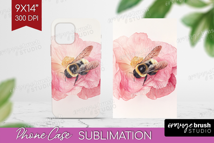 Bee Phone Case PNG - Watercolor Bee Case PNG Sublimation
