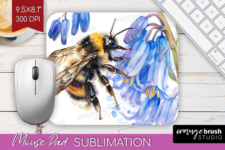 Bee Mouse Pad Sublimation - Watercolor Bee Mousepad PNG