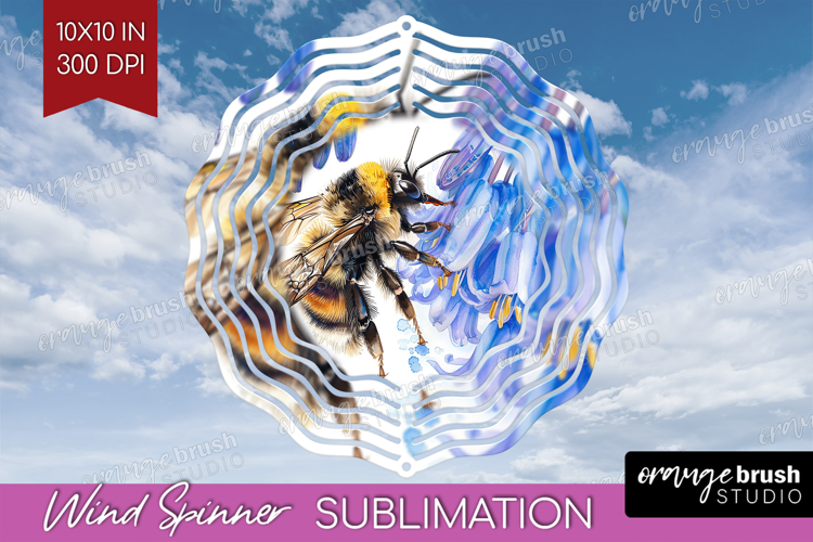 Bee Wind Spinner Sublimation PNG - Watercolor Bee Round