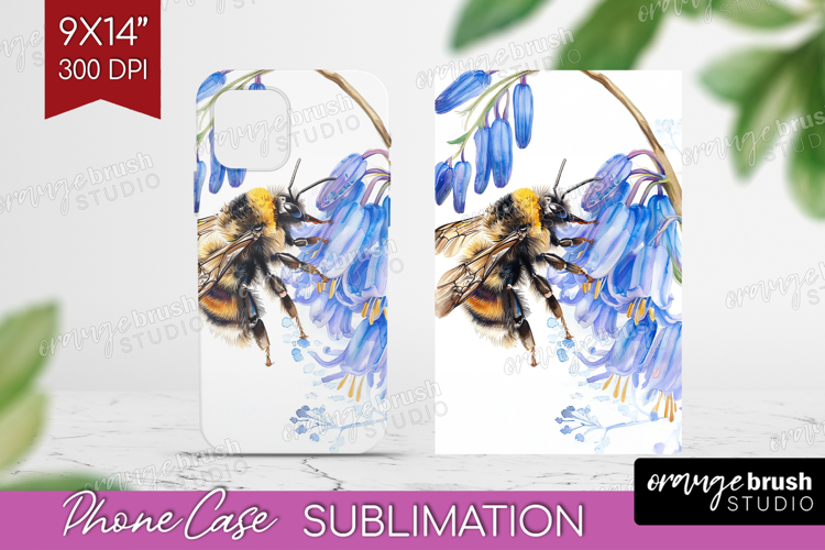 Bee Phone Case PNG - Watercolor Bee Case PNG Sublimation