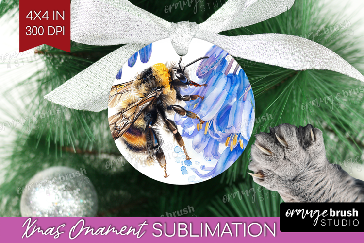 Bee Ornament PNG - Watercolor Bee PNG Sublimation