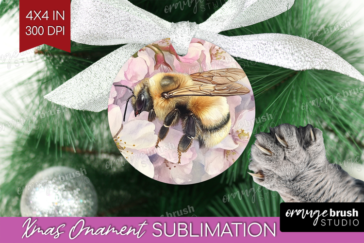 Bee Ornament PNG - Watercolor Bee PNG Sublimation