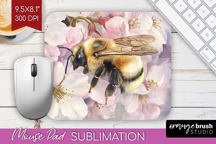 Bee Mouse Pad Sublimation - Watercolor Bee Mousepad PNG