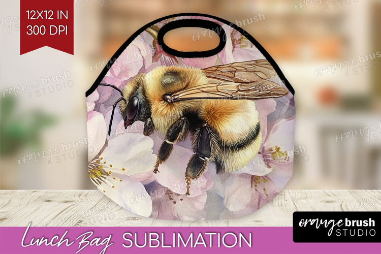 Bee Lunch Bag - Watercolor Bee Lunch Bug PNG Sublimation