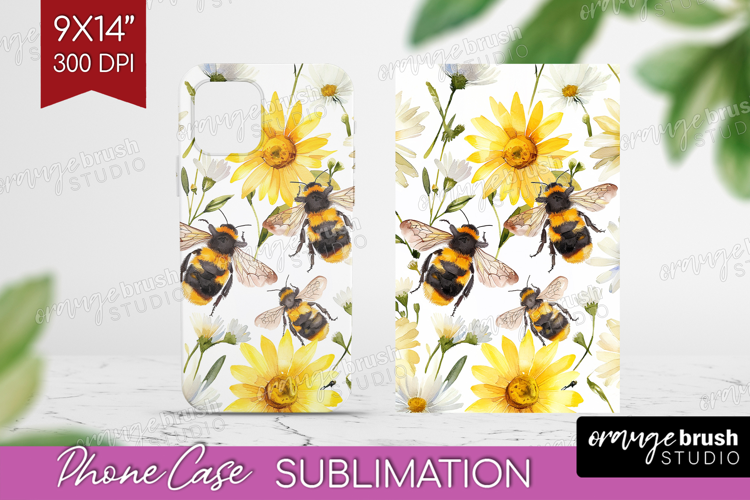 Bee Phone Case PNG - Watercolor Bee Case PNG Sublimation