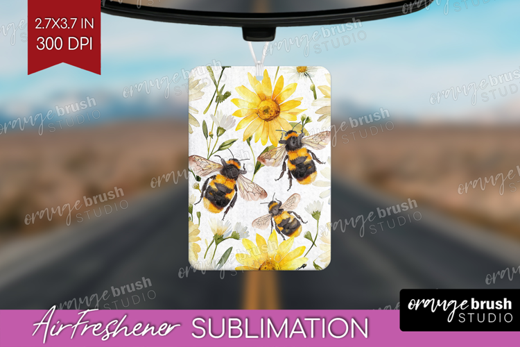 Bee Air Freshener PNG - Watercolor Bee PNG Sublimation