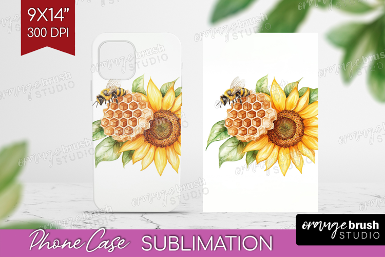 Bee Phone Case PNG - Watercolor Bee Case PNG Sublimation