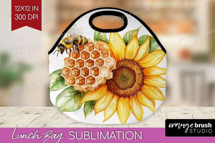 Bee Lunch Bag - Watercolor Bee Lunch Bug PNG Sublimation